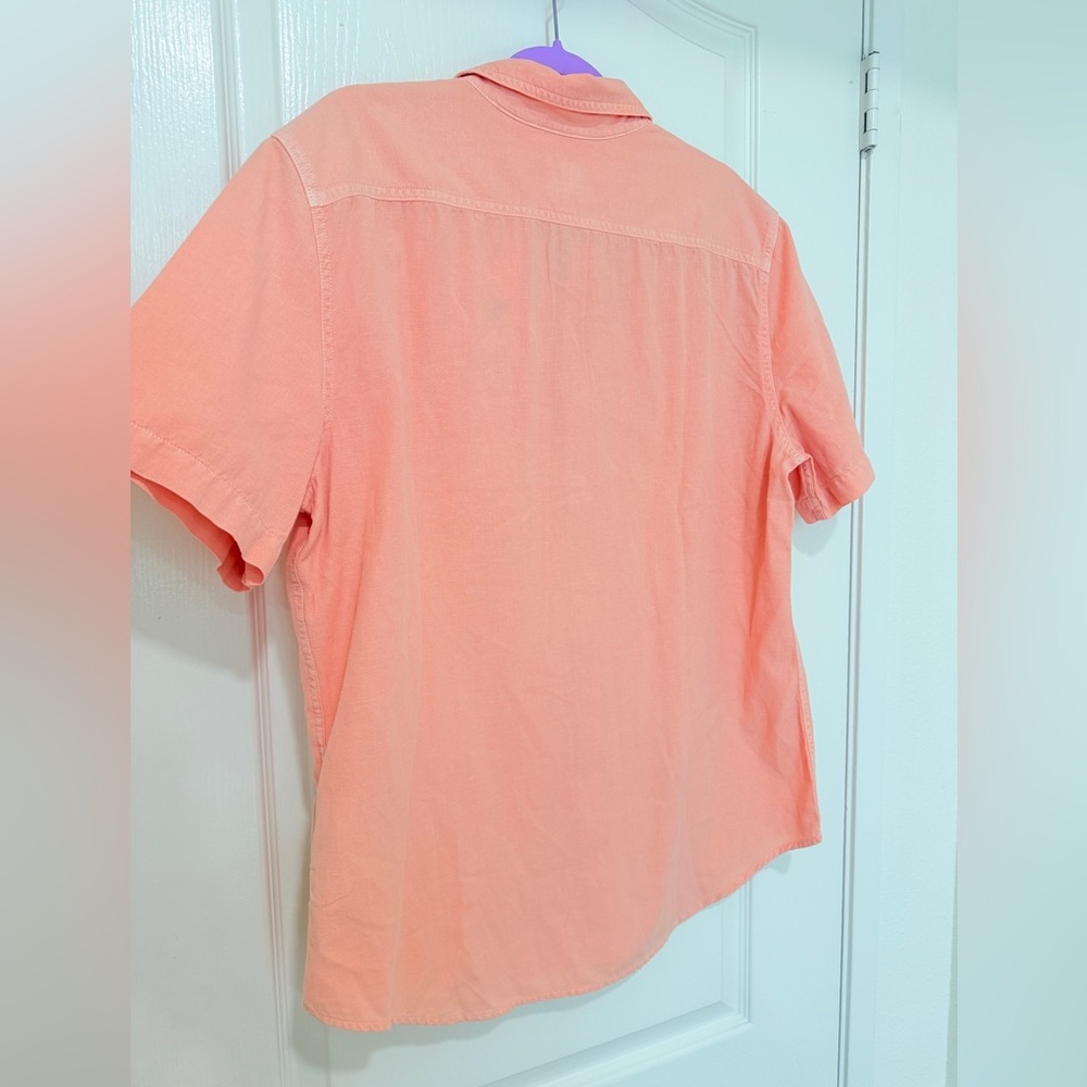 Levi’s Mens Garment Dyed Button Up Shirt Size L Peach Salmon Casual Short - Picture 7 of 7